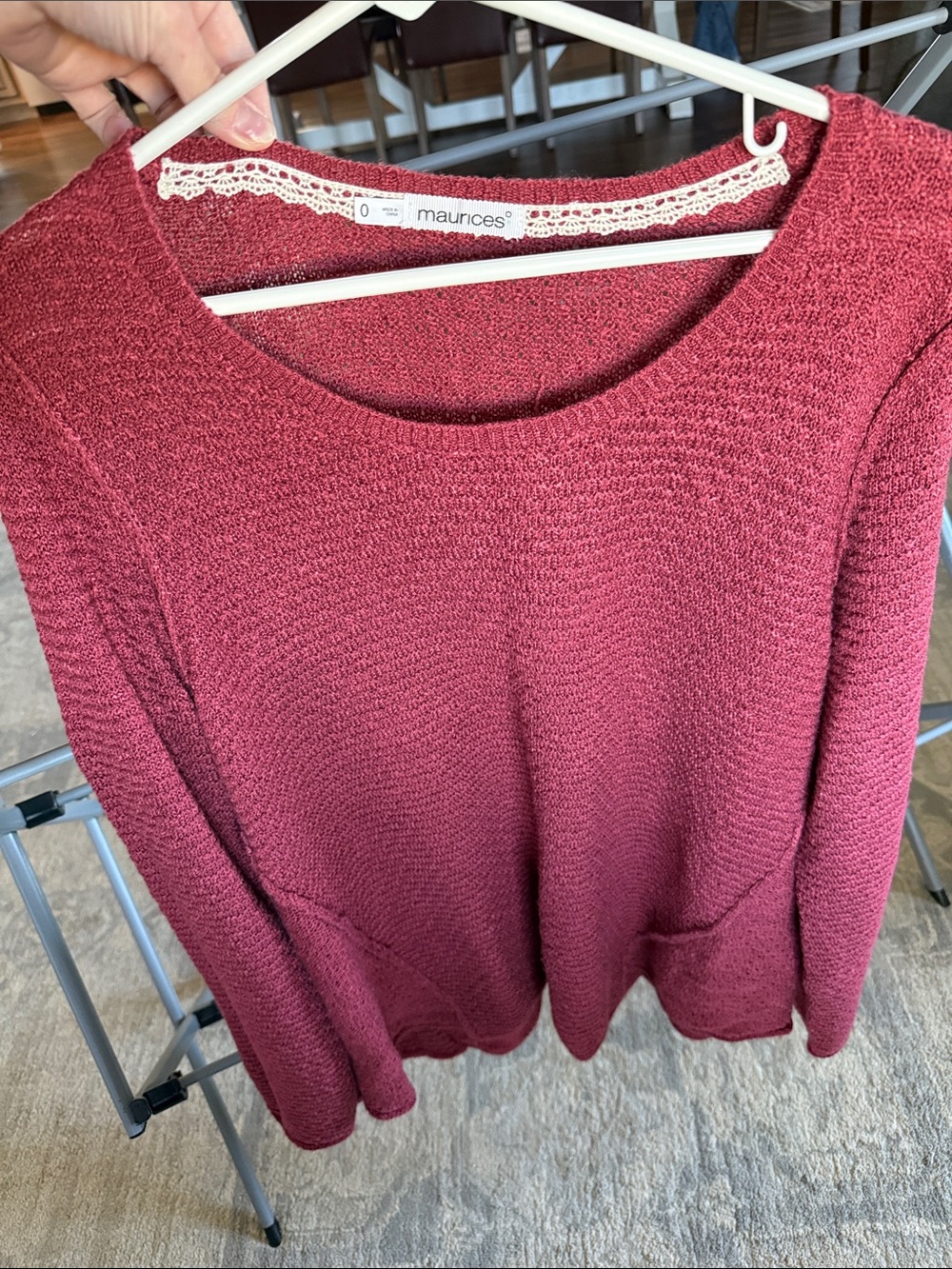 Maurices Scoop-Neck Knit Sweater in Burgundy